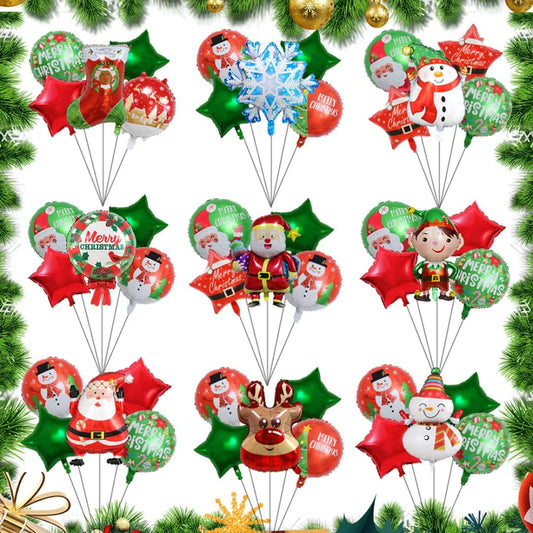 5pc Latex Christmas Balloons Santa Claus Elk Christmas Party Balloons Merry Christmas Home Decorations
