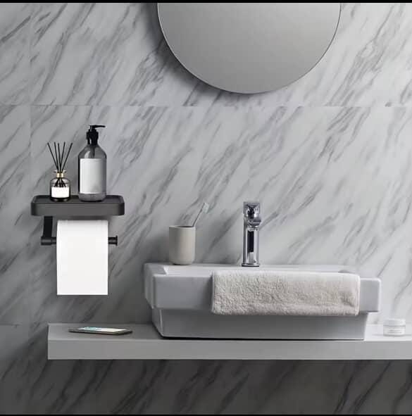 New Stainless Steel Toilet Paper Holder with Phone Shelf