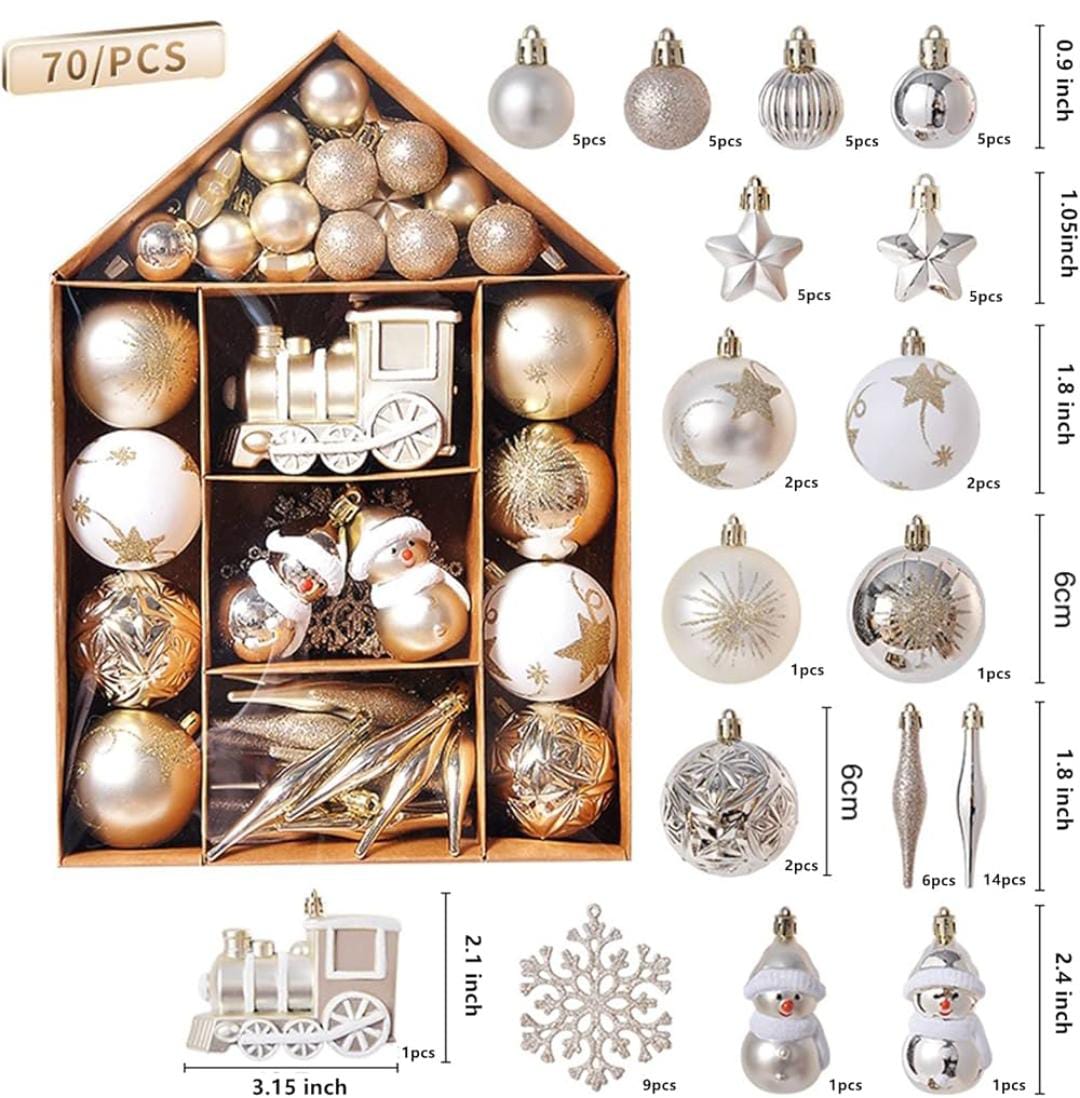 70pcs Christmas Balls Ornaments Set