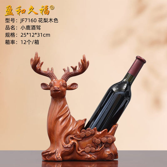 Deer head decorative sculpture wine rack