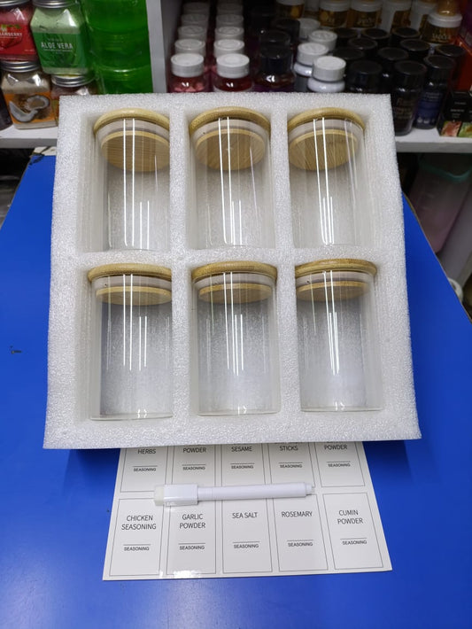 6pcs Spice high borosilicate Spice Jars