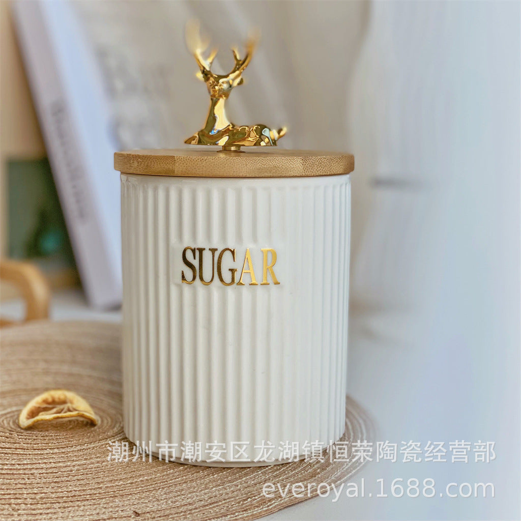 3pcs Ribbed Tea,Coffee Sugar canister