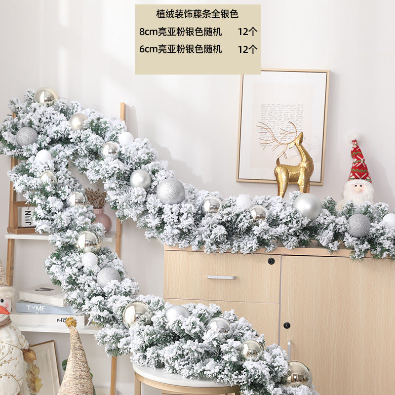 2.7M Christmas Pine Garland Snow Flocking Falling Cedar Rattan Artificial Greenery