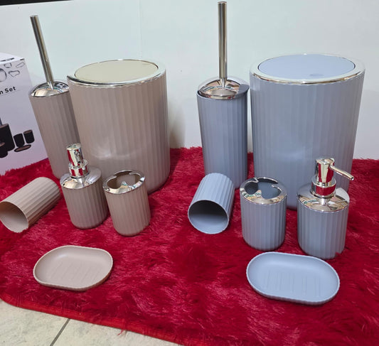 6 in 1 luxury bathroom accessories set with touch of gold & Silver(Round)