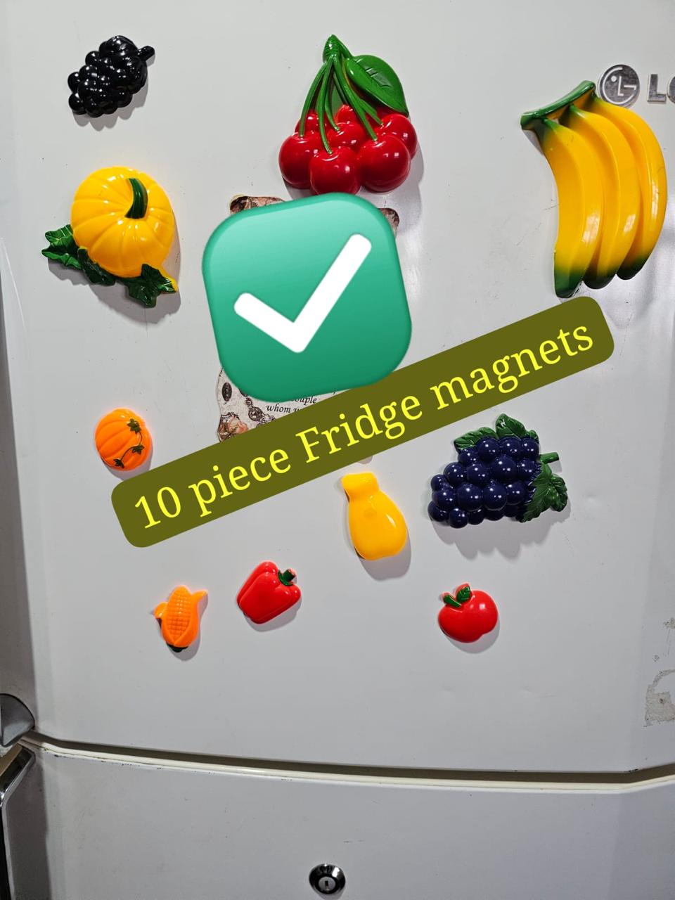 Sticker 10 piece Cute Decorative and Educational Magnetic Fruit  and vegetables Fridge Stickers/ Memo Holders