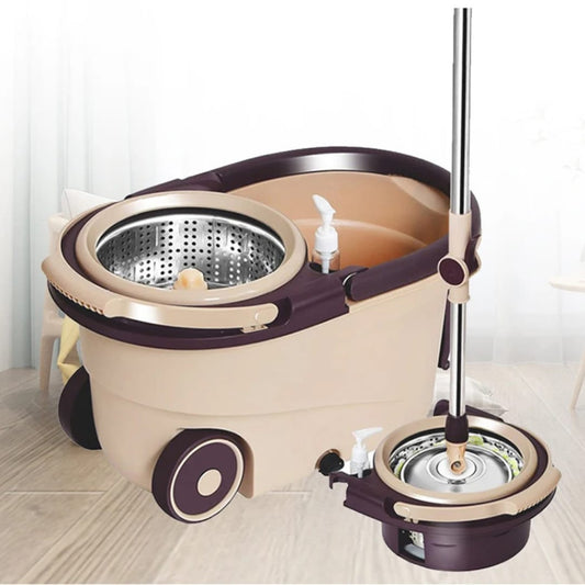 360° Spin Mop with Bucket and Dehydration Basket(comes with two mop heads