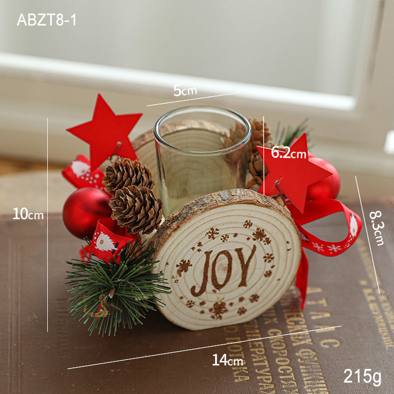 Wooden Candlestick Christmas Decoration Candle