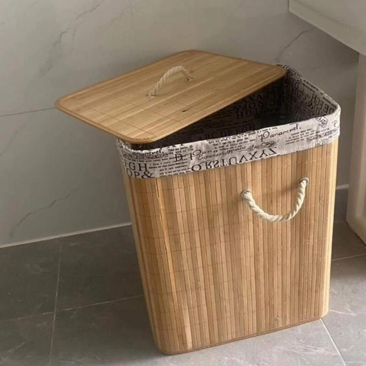 Eco-friendly foldable bamboo laundry basket
