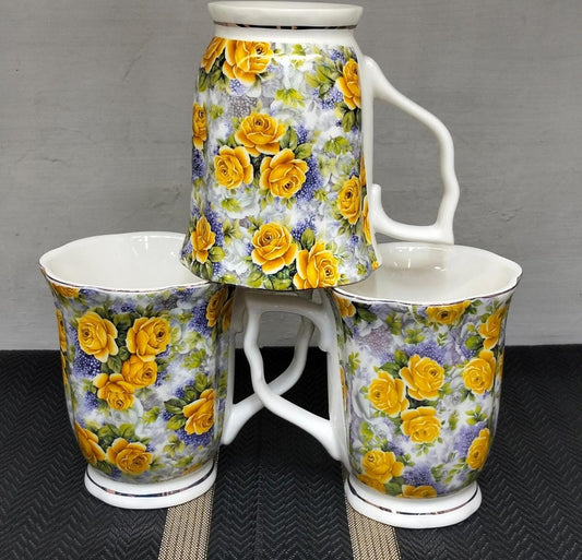 Bone china floral mugs