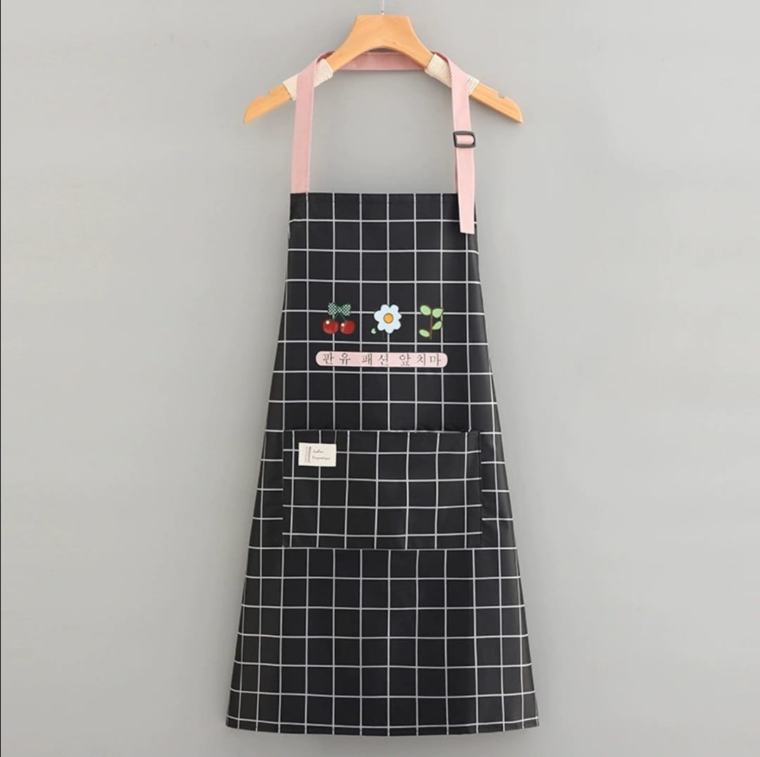 Waterproof cute checked floral Aprons with hand wipe towel