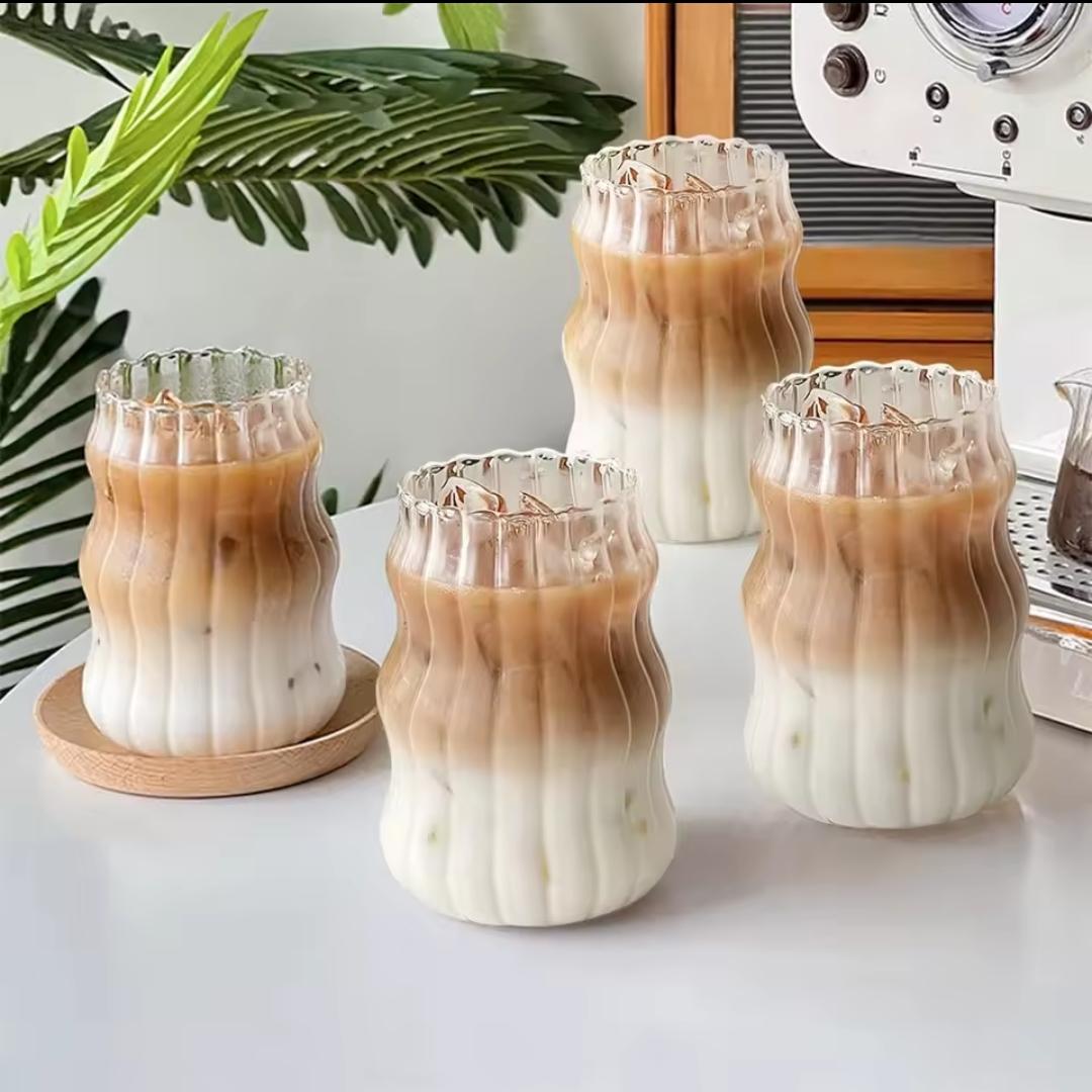 Ribbed glass tumblers