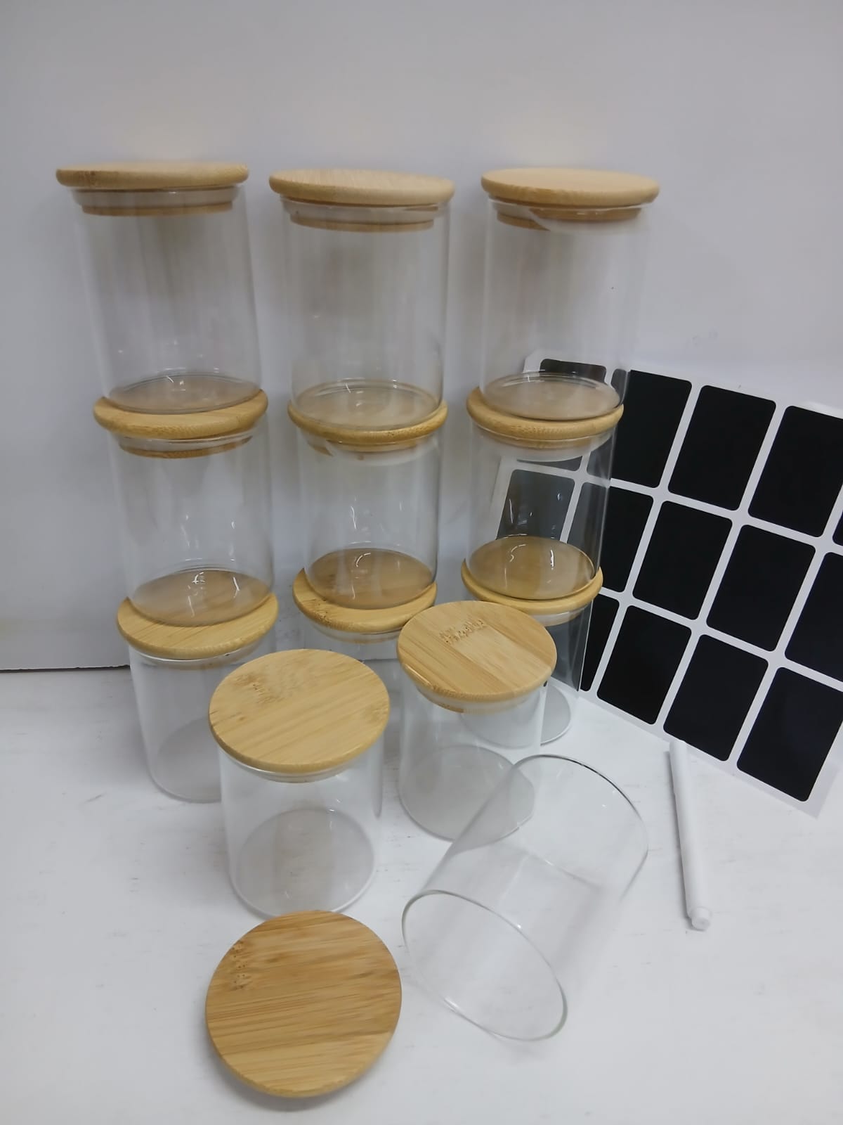 12pcs Borosilicate glass spice jars with sticker and pen