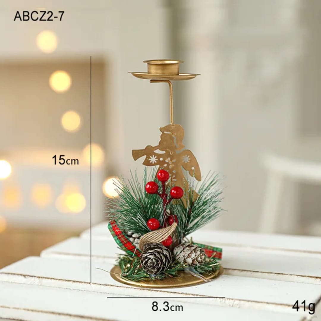 Christmas Candle Holder Santa Claus Elk tree Golden Iron Candlestick New Year Table Ornaments Xmas Gift Decor for home