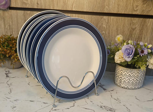 6pcs blue rim ceramic plates