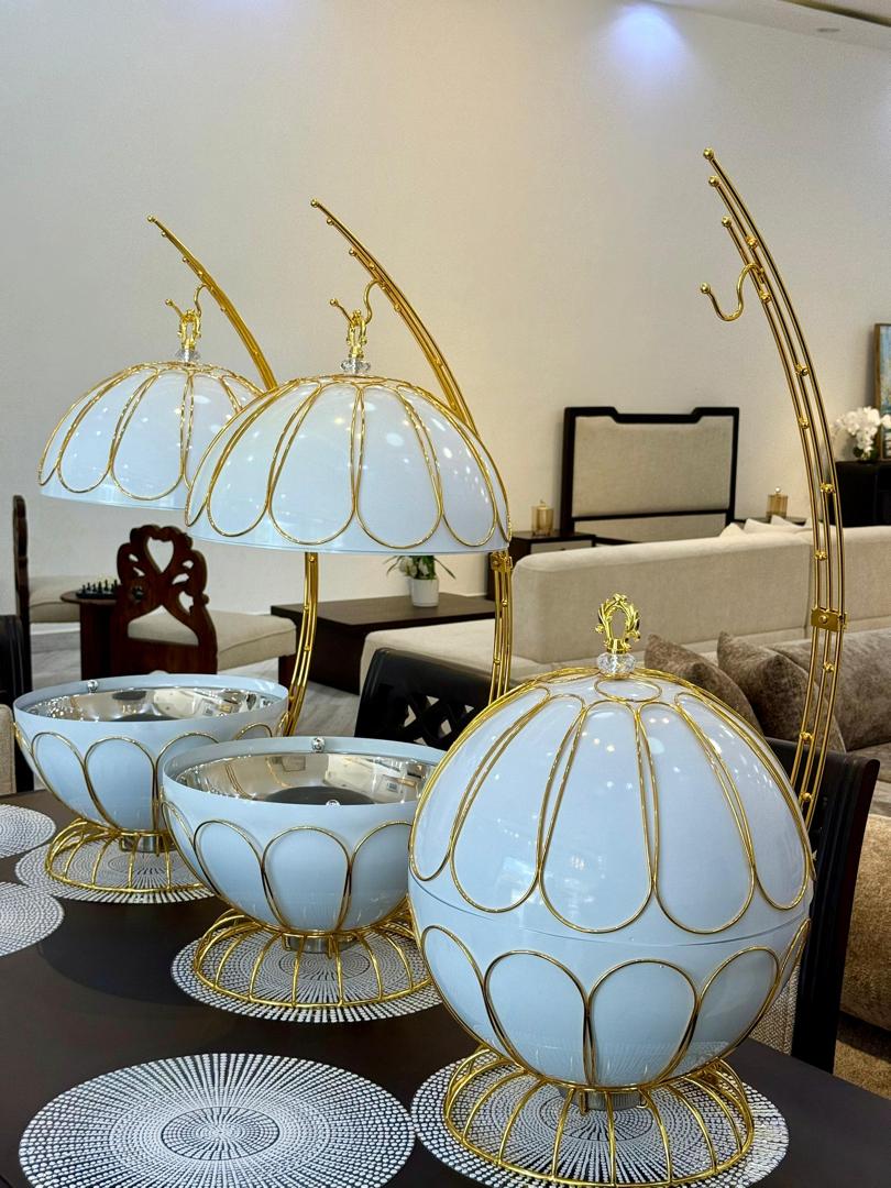 Egg Shaped Round Chaffing Dish Hanging Buffet Food warmer.
