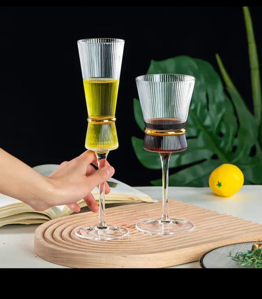 Elegant  Crystal Wine Glass and Champagne Glass flutes
