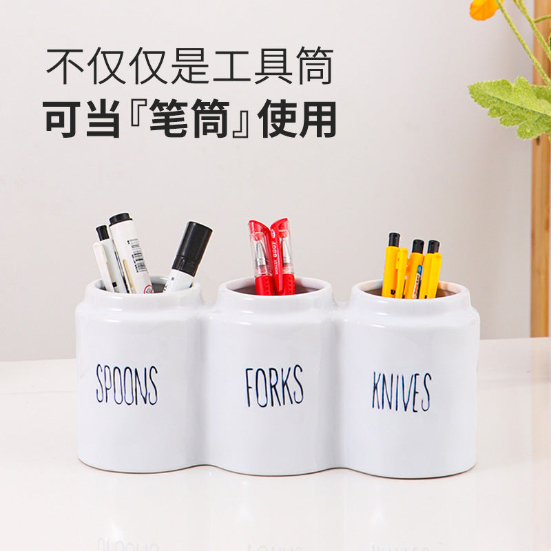 3 compartment Ceramic cutlery Holder