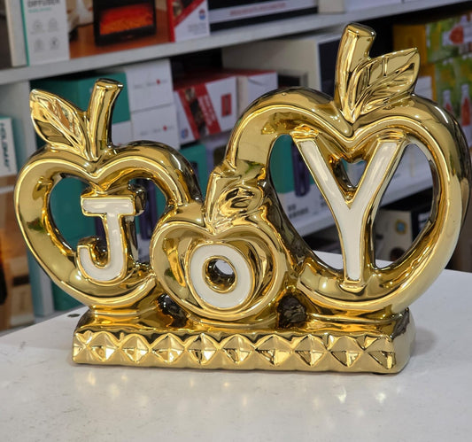 Golden "JOY" Apple-Themed Tabletop décor
