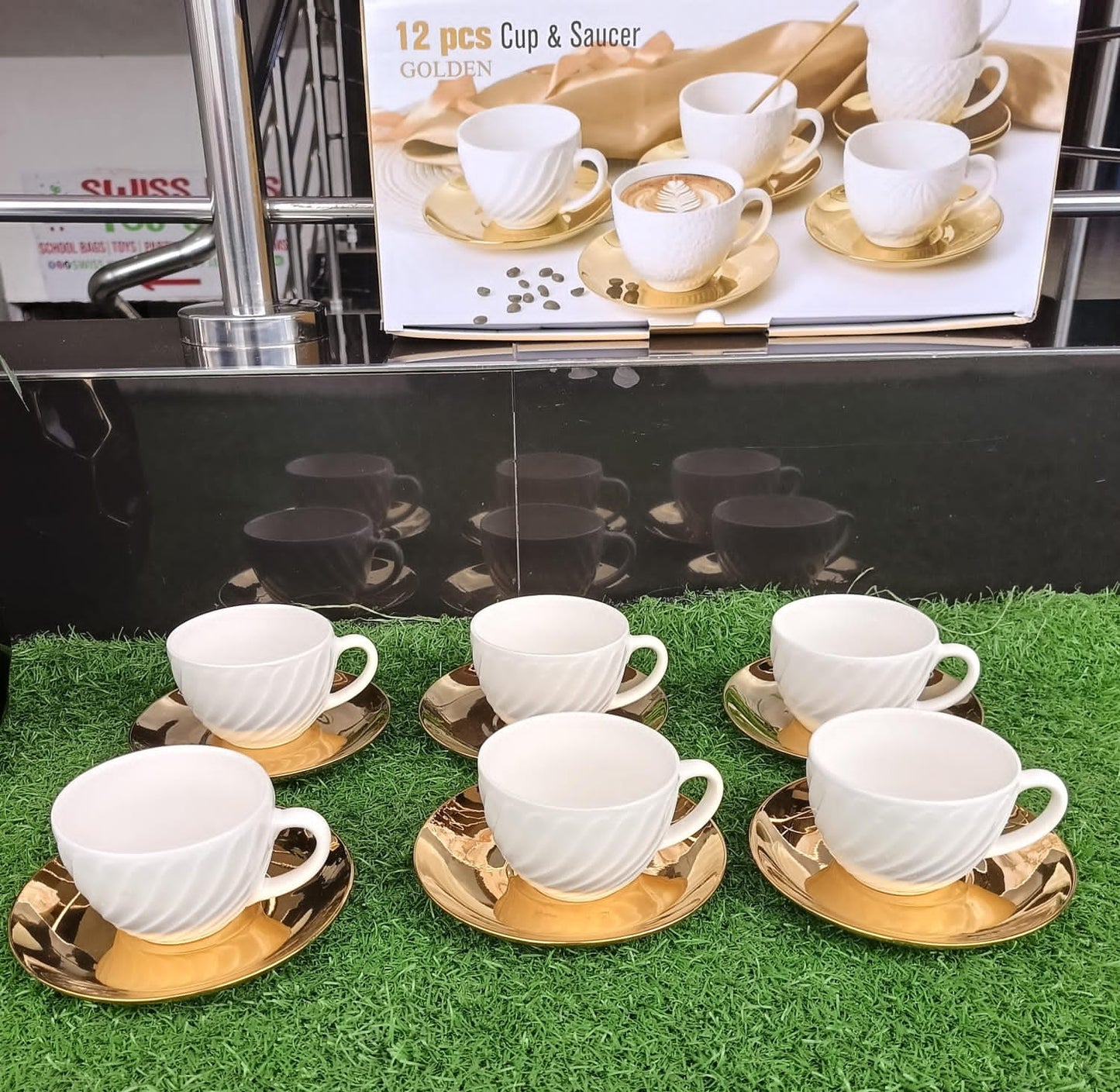 12pcs Golden Cup and Saucer