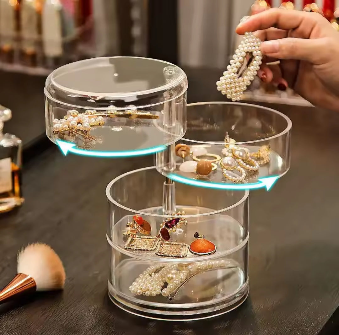 New in Clear sleak Rotating Jewelry Box