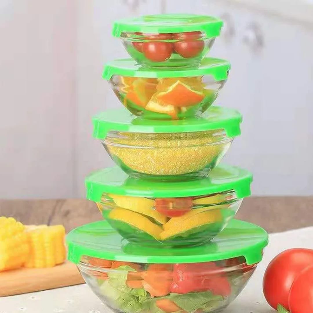 5pcs Microwavable Glass Salad Bowl's