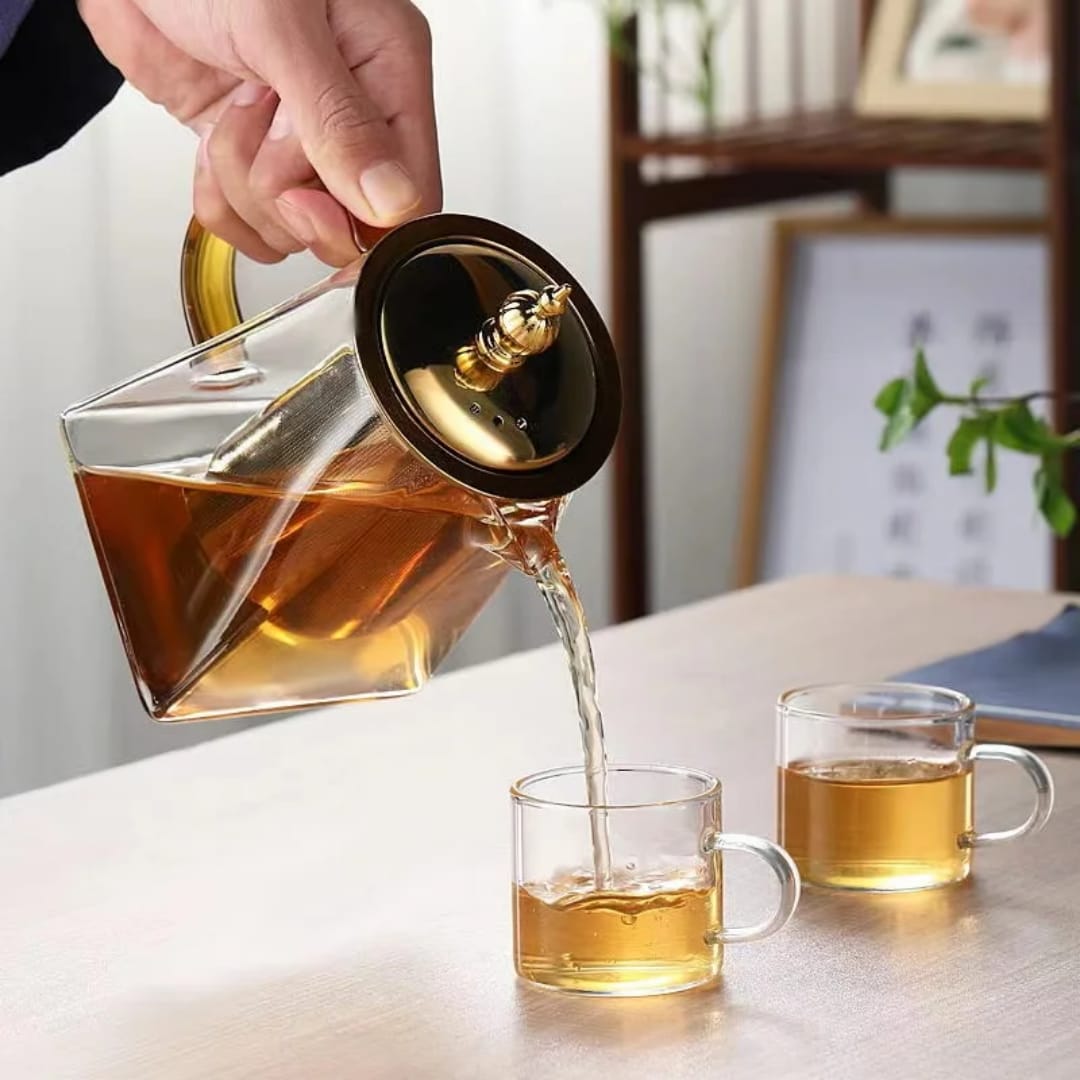 New Heat Resistant Glass Teapot With Stainless Steel Infuser Heated 1 Tea Pot Good Clear Kettle Square Filter Baskets