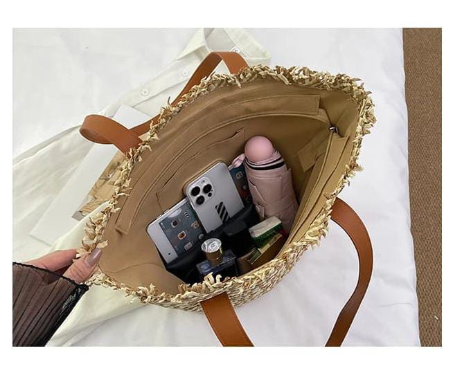 Women braided basket shoulder bag