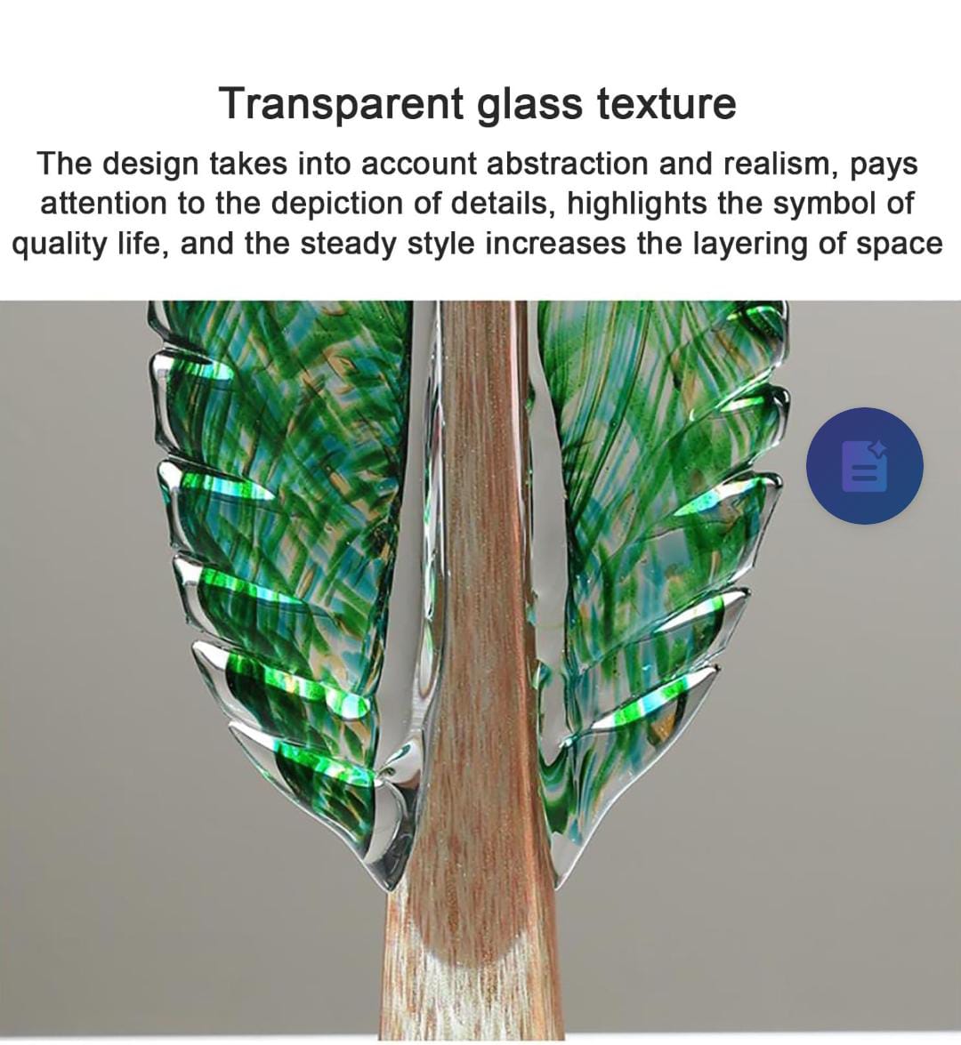 Modern abstract leaf statue decor. Handcrafted glass ornament for home,office, book shelves and table tops