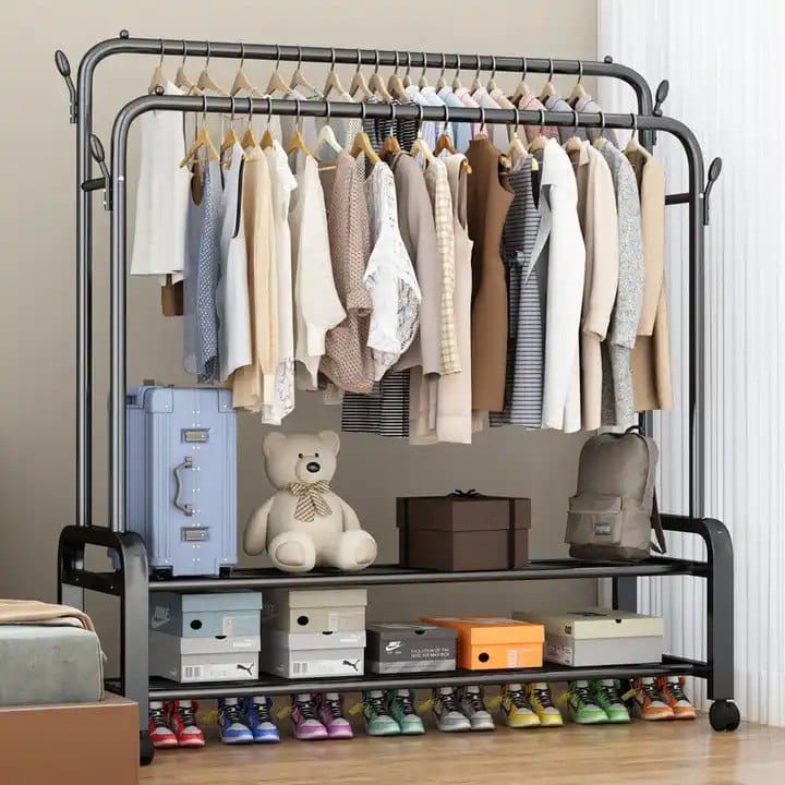 Heavy-Duty Double Rail Clothes Rack