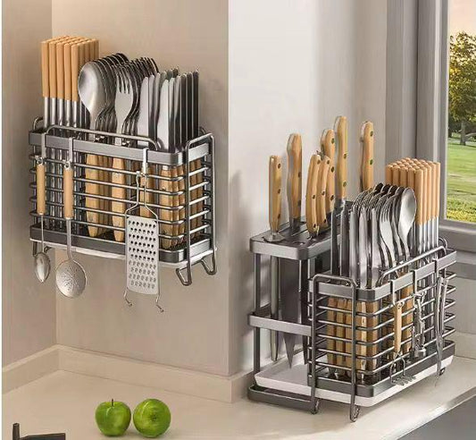 Multifunctional stainless steel cutlery storage rack./ kitchen knife holder.