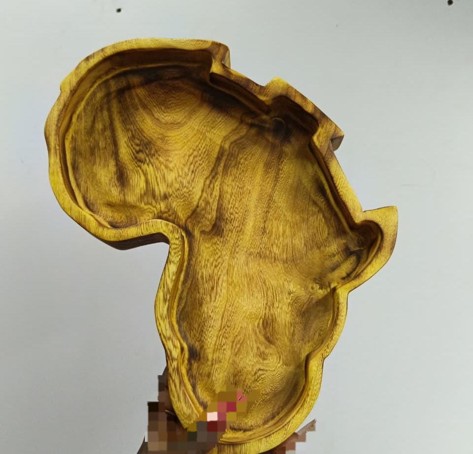 Africa-Shaped Wooden Bowl