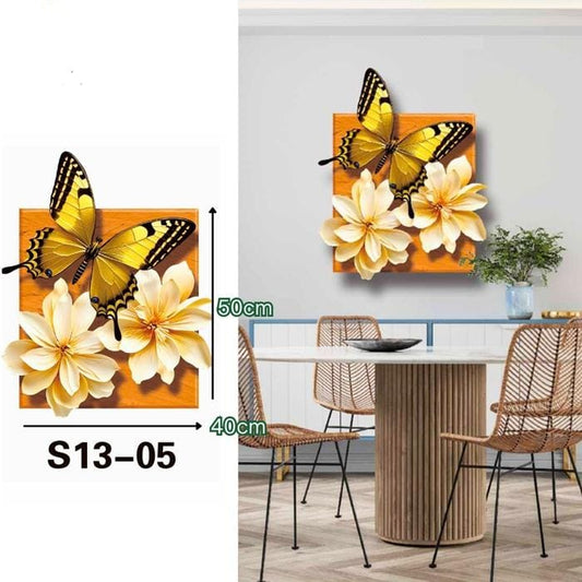 3D Wall Wallpaper Embossed Butterflies & Flowers (MIN 2 SHEETS)