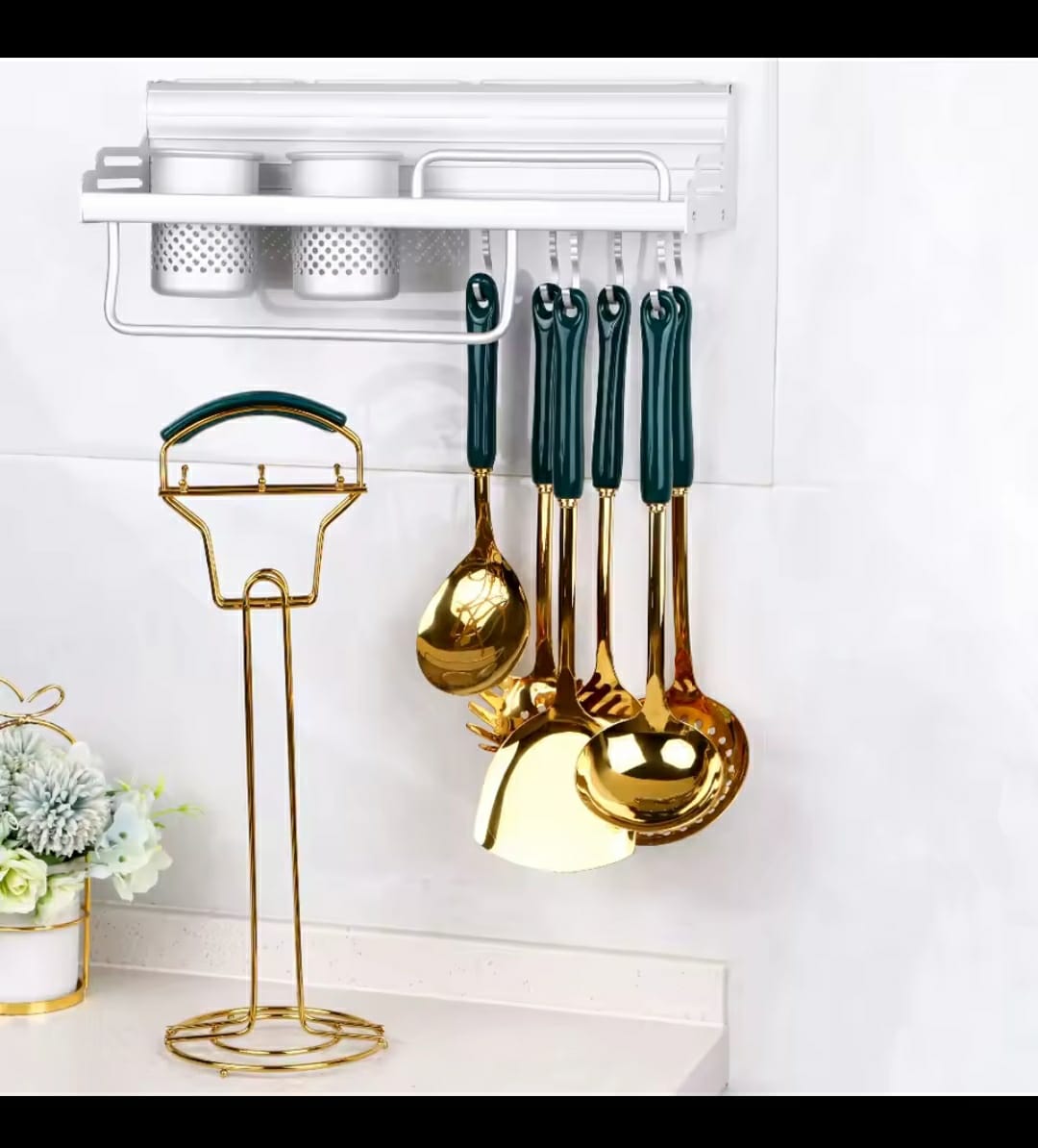 CERAMIC HANDLE Nordic & stainless steel serving spoon set now 7 in 1 set