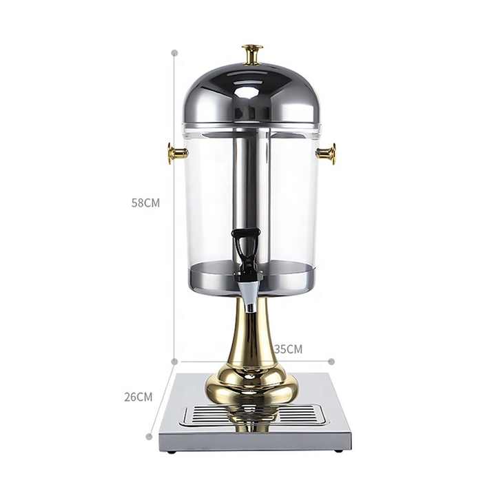 8L Drain Stand juice dispenser with stainless steel ice cube tube now available in golden colour