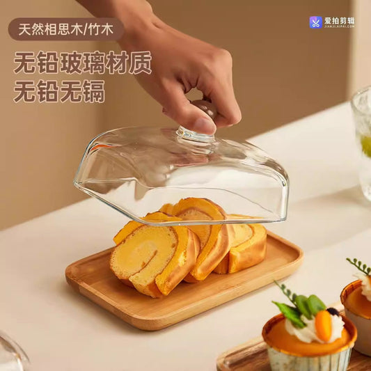 Wooden pizza tray with acrylic cover and knife