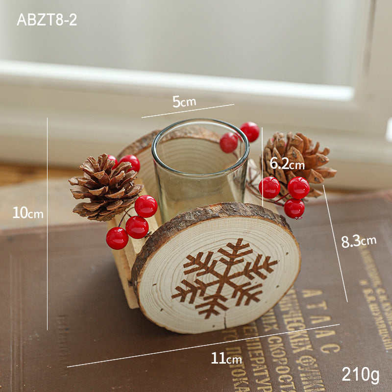 Wooden Candlestick Christmas Decoration Candle