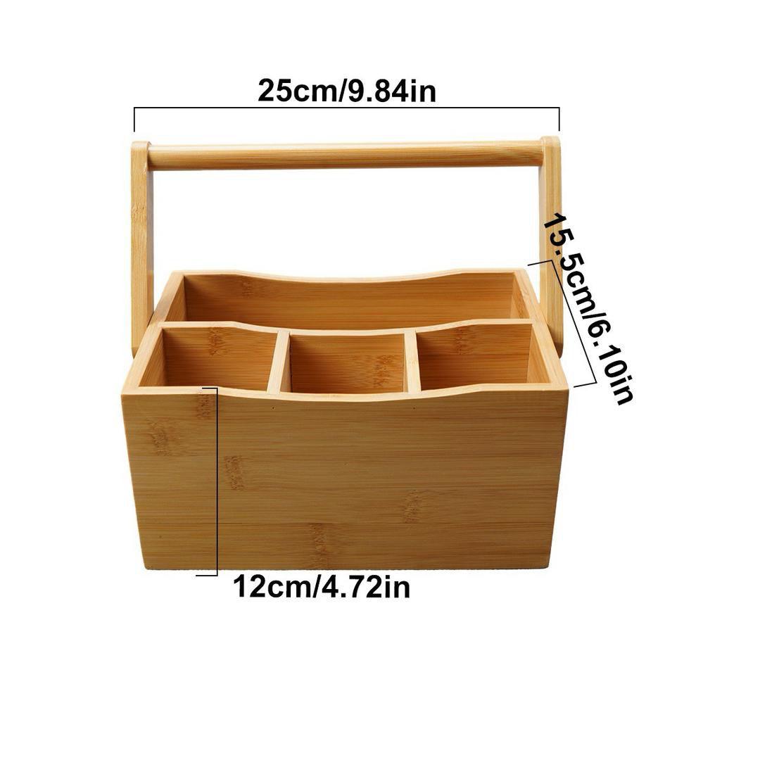 Portable countertop/kitchen cutlery organizer with handle.