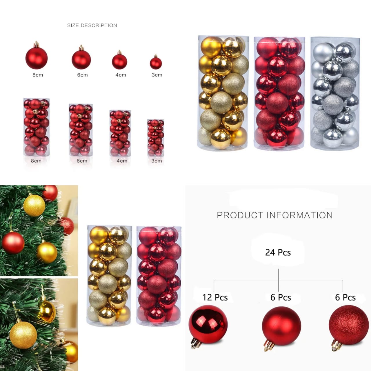 24pcs Christmas tree decor balls