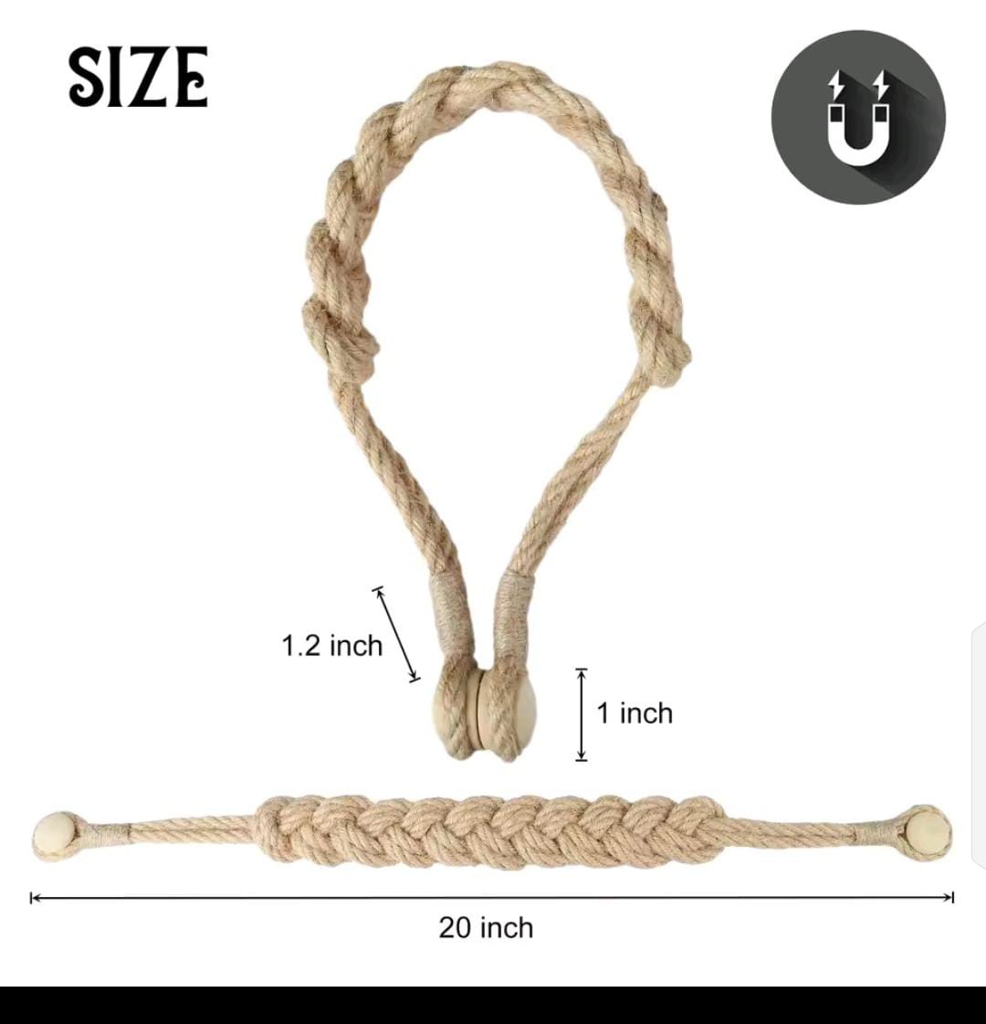 1Pair Handmade Magnetic Curtain Tieback Room Accessories Curtain Holder Clip Cotton Rope Strap Buckle Curtains Holdback Home Decor