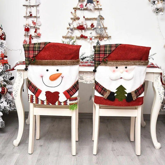 Christmas chair cover for dining room  Dinner chair back covers for Christmas decorations