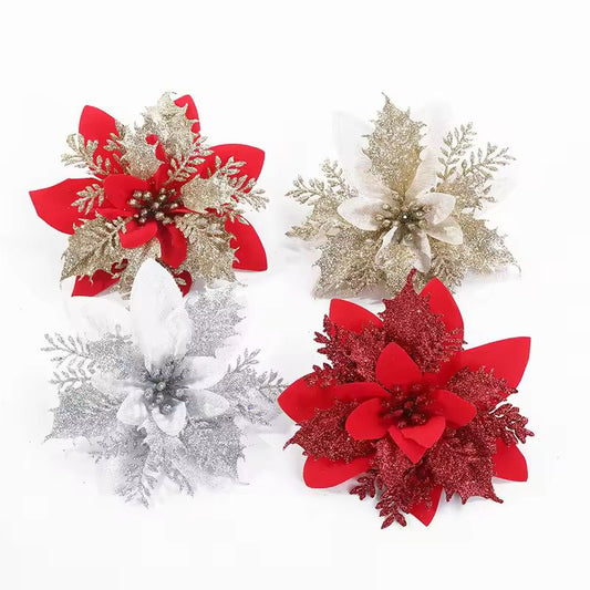 3 pcs set artificial Christmas decorating flowers