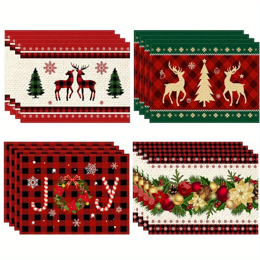 6pcs Christmas Placemats For Dining Table