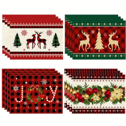 6pcs Christmas Placemats For Dining Table