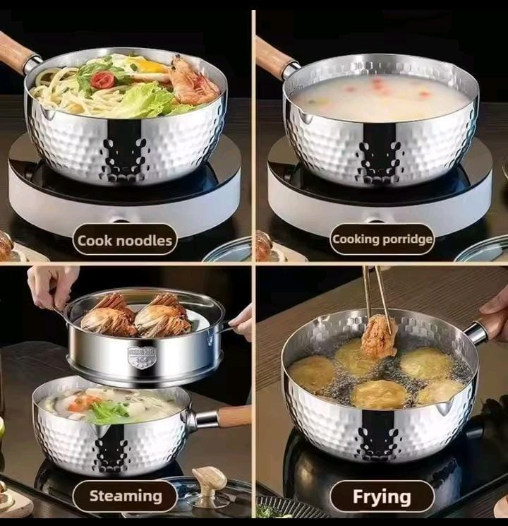 Stainless Steel SUFURIA//SNOW// MILK Cookware with Wooden Handle