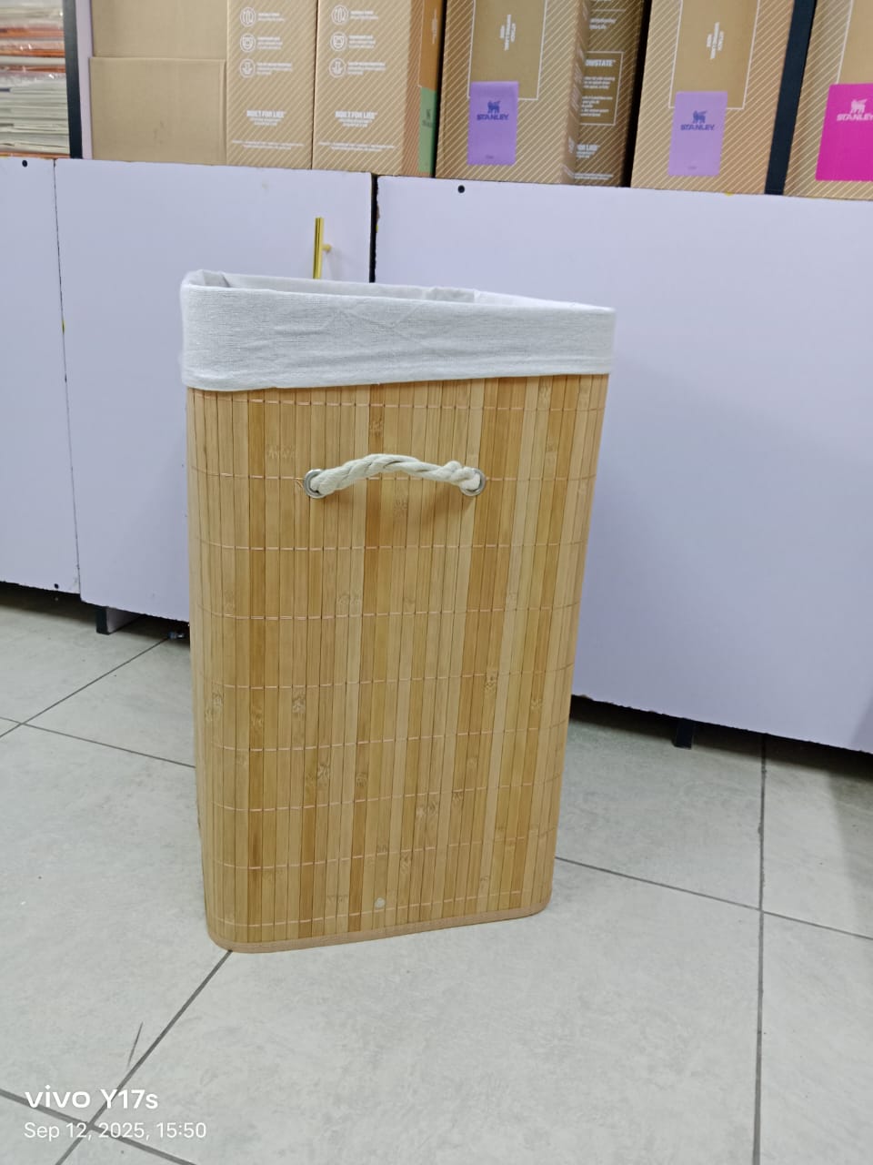 Eco-friendly Foldable bamboo laundry basket