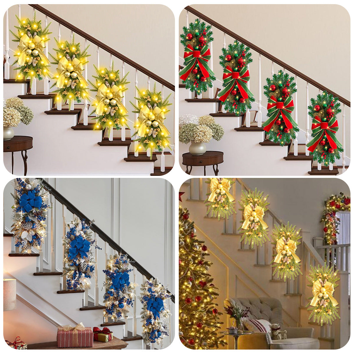 CHRISTMAS STAIRCASE WREATH DECORATIONS