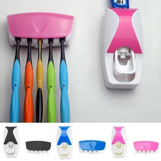 Toothpaste dispenser with toothbrush holder