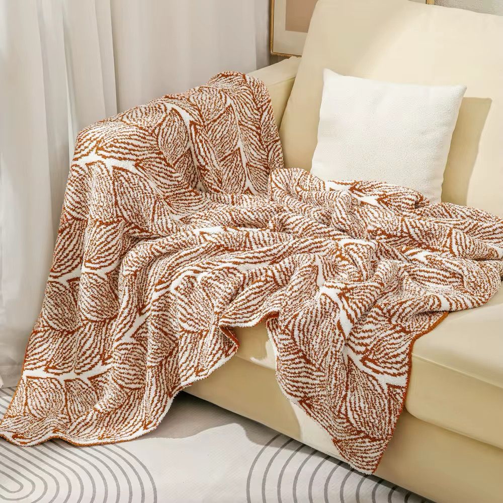 Leaf pattern micro fiber throw blanket