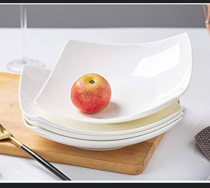 Bone chine square soup plate