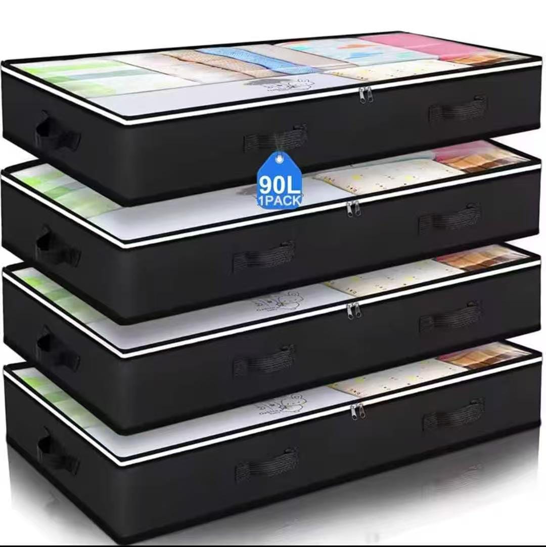 Non-woven Underbed Quilt Storage Bag Organizer Wardrobe Clothes Dust Moisture-proof Finishing Bag Foldable Storage Box 100x50x15 cm